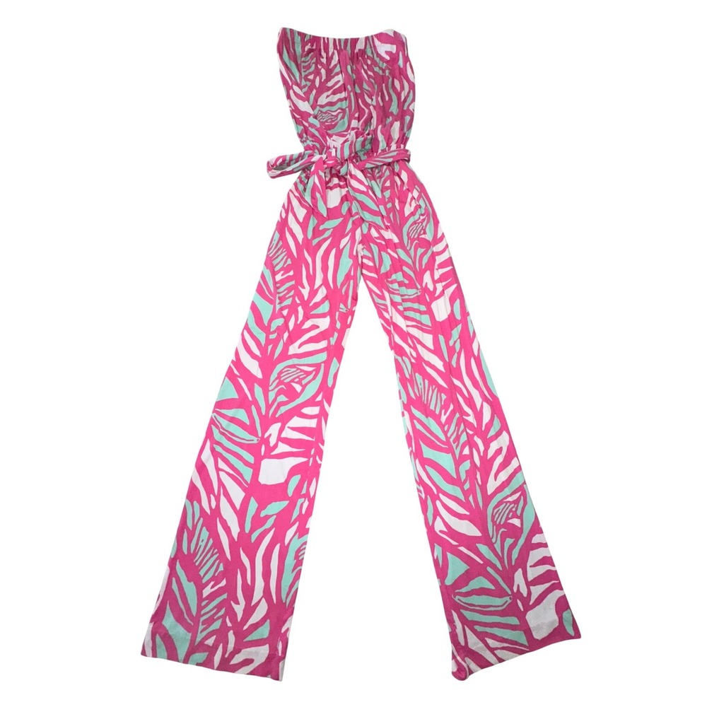 Lilly Pulitzer‎ TIA Capri Pink Papaya Playa Jumpsuit Size Small